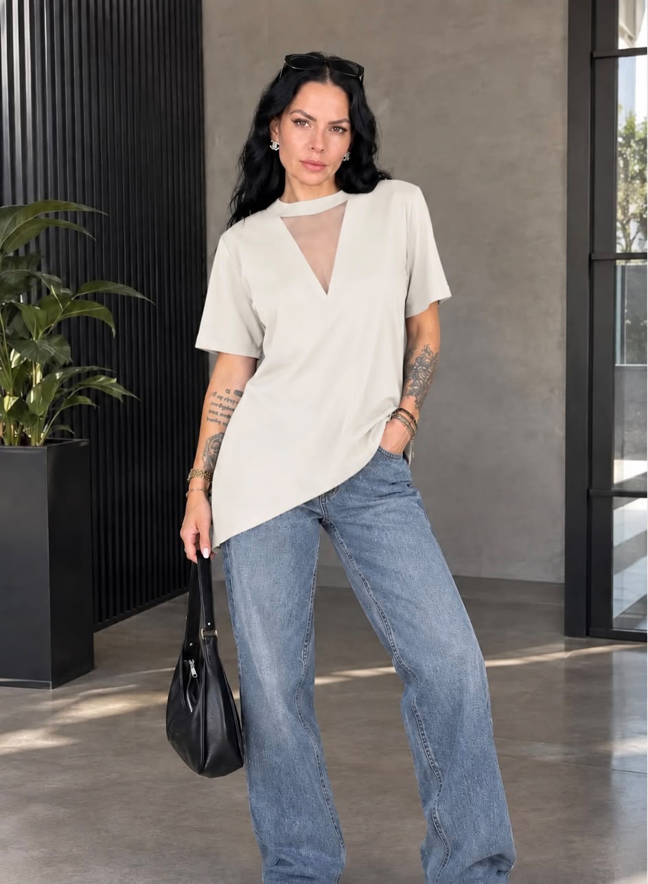 BLUSA DIAGONAL SEXY TUL