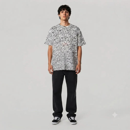 POLO HOMBRE PRINTS BLANCO NEGRO